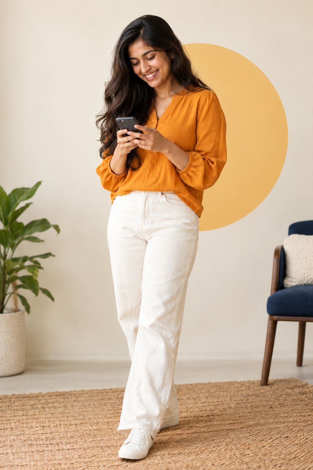Participant taking part using her phone